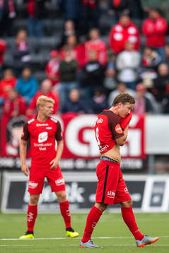 Fredrik Haugen of Brann looks dejected