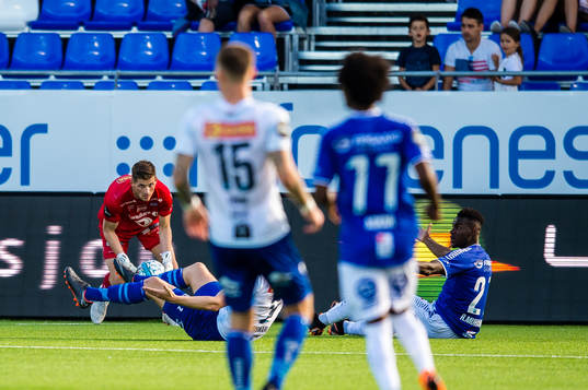 Christian Eggen Rismark of Ranheim tackles Rashad Muhammed