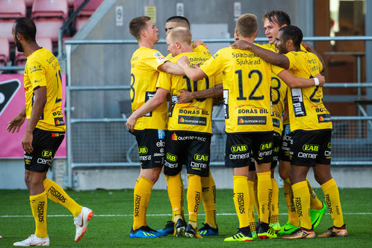 Elfsborgs Viktor Prodell jublar med lagkamrater