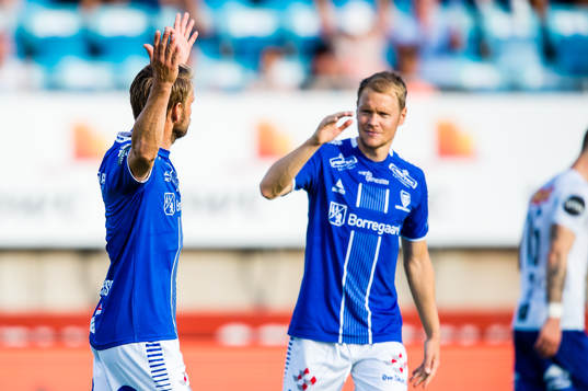 Ole Jørgen Halvorsen of Sarpsborg 08 celebrates 4-1 goal