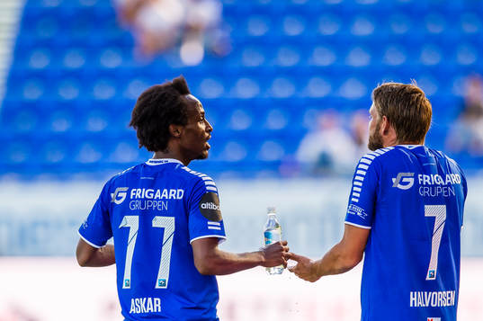 Amin Soleiman Askar and Ole Jørgen Halvorsen of Sarpsborg