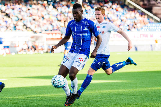 Rashad Muhammed of Sarpsborg 08 and Aslak Fonn Witry of