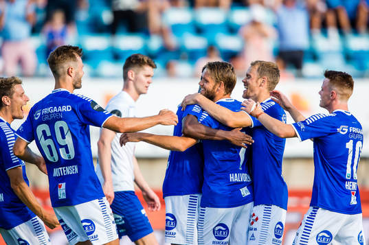 Ole Jørgen Halvorsen of Sarpsborg 08 celebrates with his