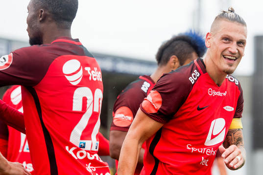 Vito Wormgoor of Brann celebrates the 1-2 goal