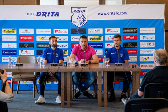 Xhevdet Shabani, head coach Bekim Isufi and Ardian Limani