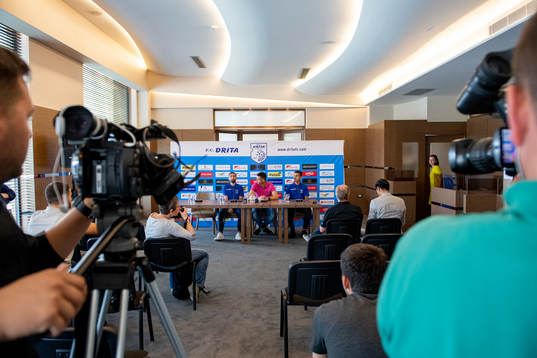 Xhevdet Shabani, head coach Bekim Isufi and Ardian Limani
