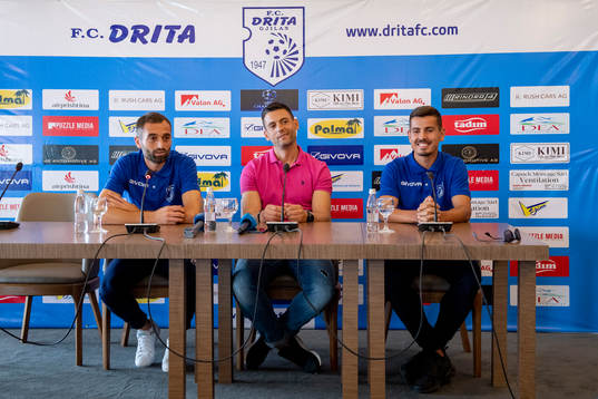 Xhevdet Shabani, head coach Bekim Isufi and Ardian Limani