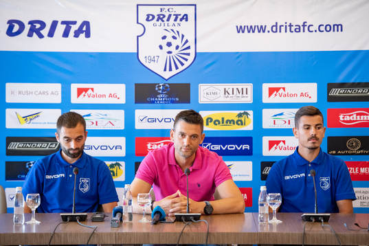 Xhevdet Shabani, head coach Bekim Isufi and Ardian Limani