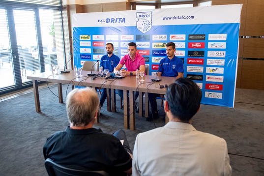 Xhevdet Shabani, head coach Bekim Isufi and Ardian Limani