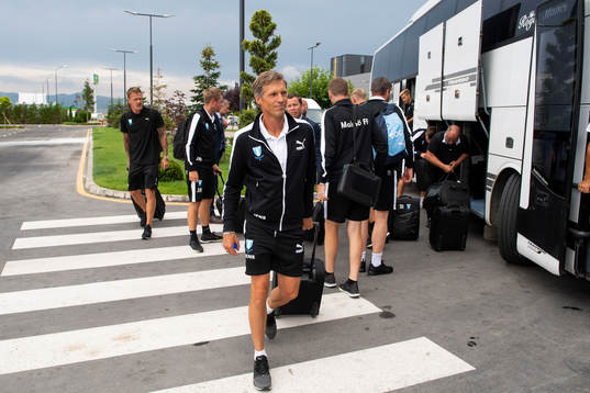 Assistant coach Jens Fjellström of Malmö FF arrives