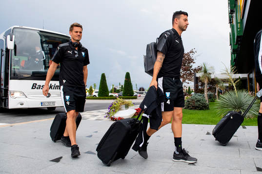 Markus Rosenberg and Behrang Safari of Malmö FF arrives