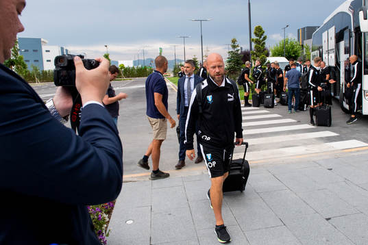 Assistant coach Olof Persson of Malmö FF arrives