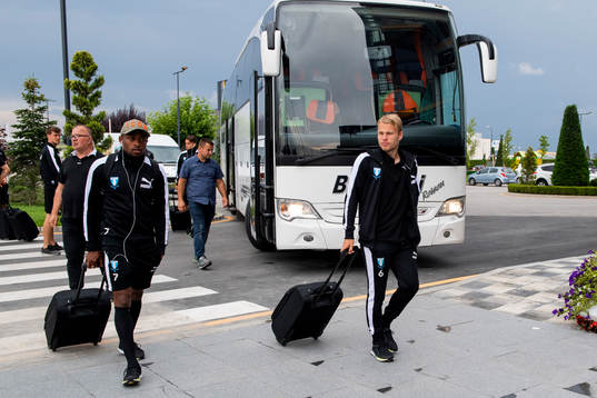 Fouad Bachirou and Oscar Lewicki of Malmö FF arrives