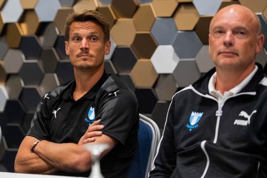 Markus Rosenberg and head coach Uwe Rösler of Malmö FF