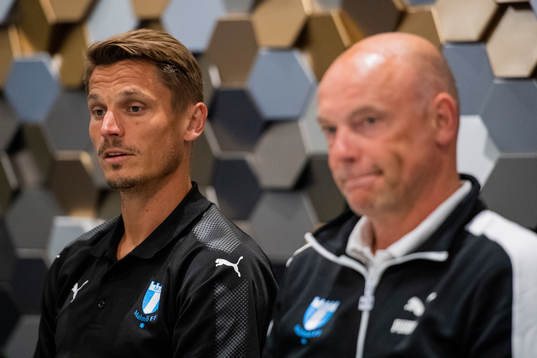 Markus Rosenberg and head coach Uwe Rösler of Malmö FF