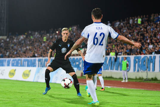 Sören Rieks of Malmö FF and Viktor Kuka of Drita