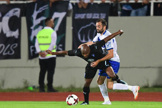 Fouad Bachirou of Malmö FF and Xhevdet Shabani  of Drita