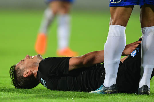 Markus Rosenberg of Malmö FF lies down