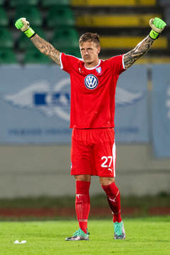 Goalkeeper Johan Dahlin of Malmö FF celebrates