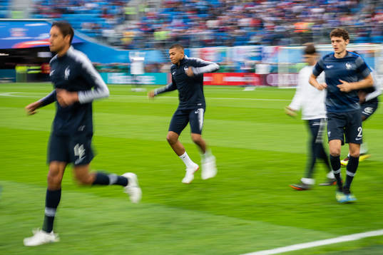 Kylian Mbappe of France prior to the FIFA World Cup semi