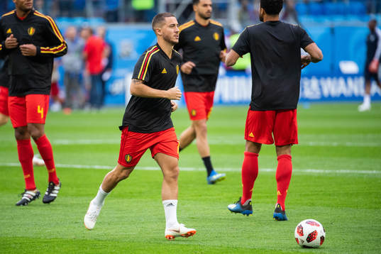 Eden Hazard of Belgium prior to the FIFA World Cup semi
