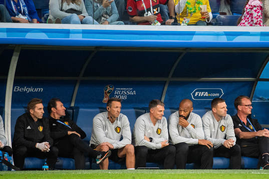 Assisting coach Thierry Henry (third from the left)