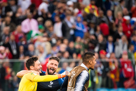 goalkeeper Hugo Lloris and Olivier Giroud of France