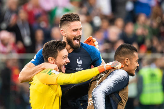 goalkeeper Hugo Lloris and Olivier Giroud of France