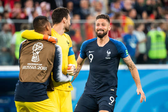 goalkeeper Hugo Lloris and Olivier Giroud of France