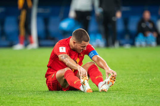 Eden Hazard of Belgium looks dejected