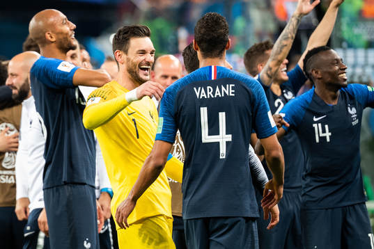 goalkeeper Hugo Lloris and Raphael Varane of France