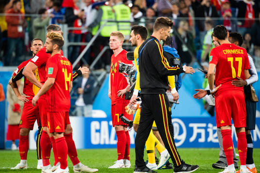 Kevin De Bruyne of Belgium looks dejected