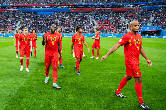 Kevin De Bruyne, Romelu Lukaku and Vincent Kompany looks