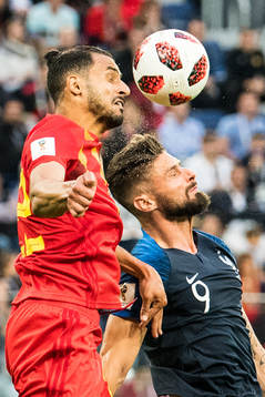 Nacer Chadli of Belgium and Olivier Giroud of France