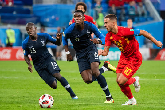 Ngolo Kante and Paul Pogba of France competes for the ball