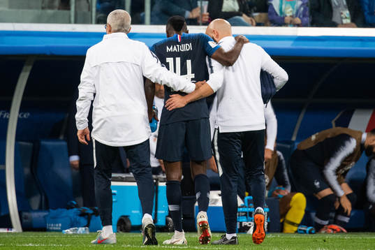 Blaise Matuidi of France leaves the pitch in relation to a