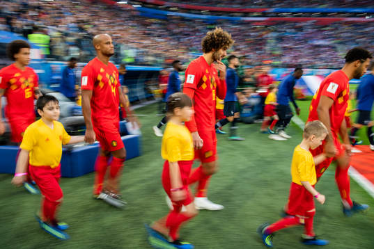 Marouane Fellaini of Belgium enters the pitch prior to the