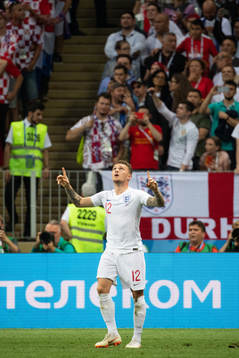 Kieran Trippier of England celebrates scoring 0-1