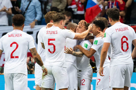 Kieran Trippier of England celebrates with team mates