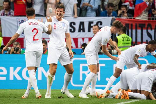 Harry Maguire and Kyle Walker celebrate