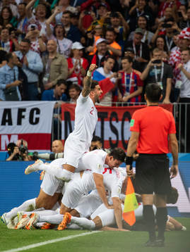 Kieran Trippier of England celebrates with team mates
