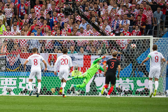 Kieran Trippier of England scores behind goalkeeper