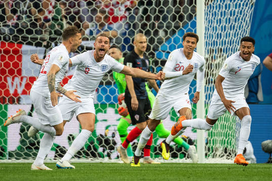 Kieran Trippier of England celebrate with team mates