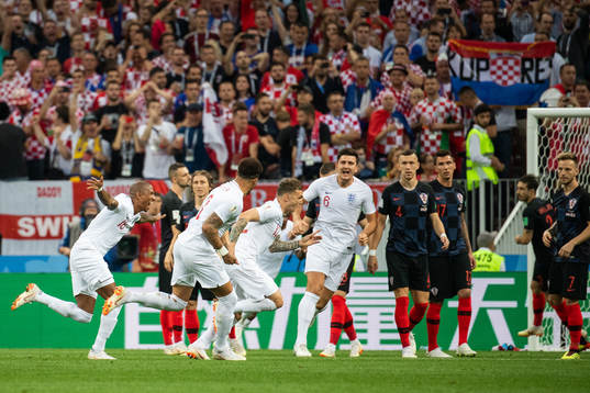Kieran Trippier of England celebrates scoring 0-1