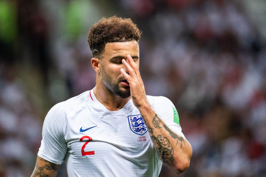 Kyle Walker of England looks dejected
