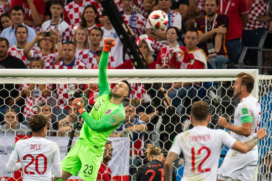 Goalkeeper Danijel Subasic of Croatia saves