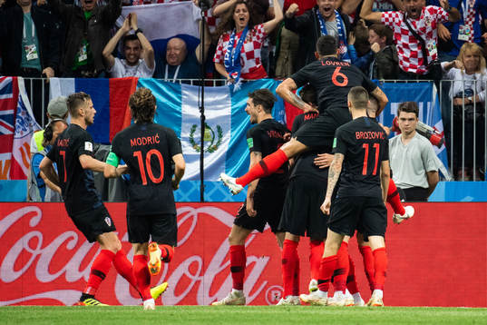 Ivan Perisic of Croatia (right) celebrate with team mates