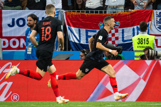 Ivan Perisic of Croatia (right) celebrates