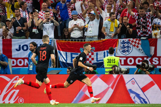 Ivan Perisic of Croatia (right) celebrates