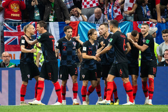 Ivan Perisic of Croatia (right) celebrate with team mates